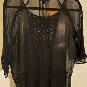 Daniel Rainn Crochet Detailed Boho Peasant Blouse